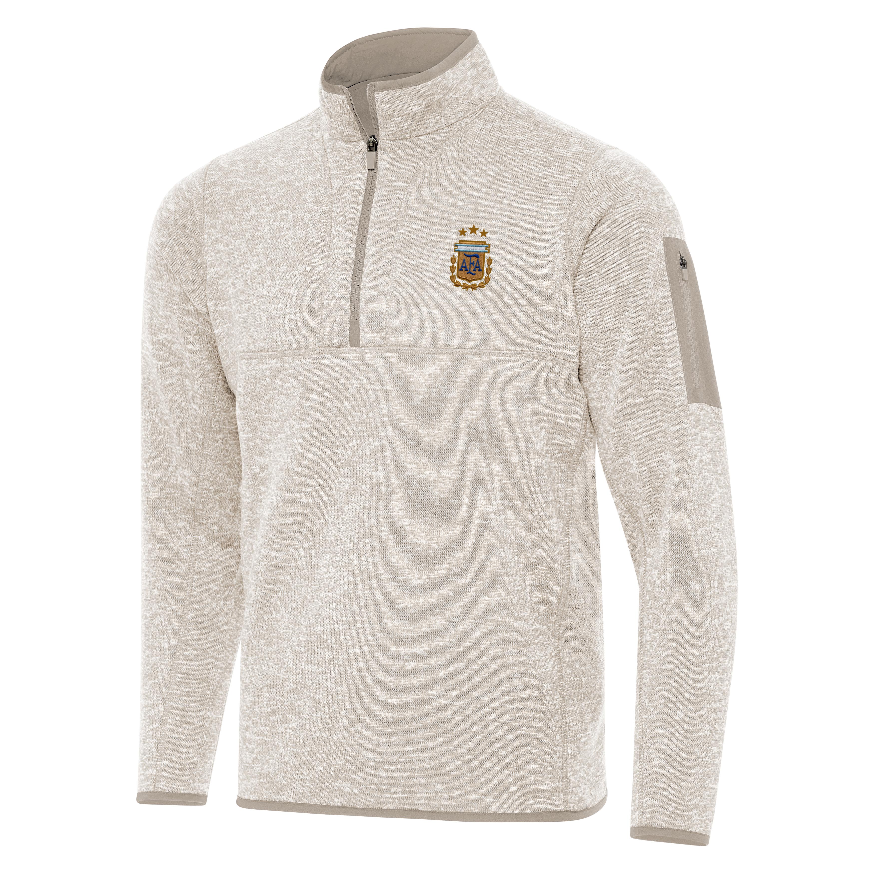 Argentina National Team Antigua Men's Fortune 1/4 Zip Pullover - Stone