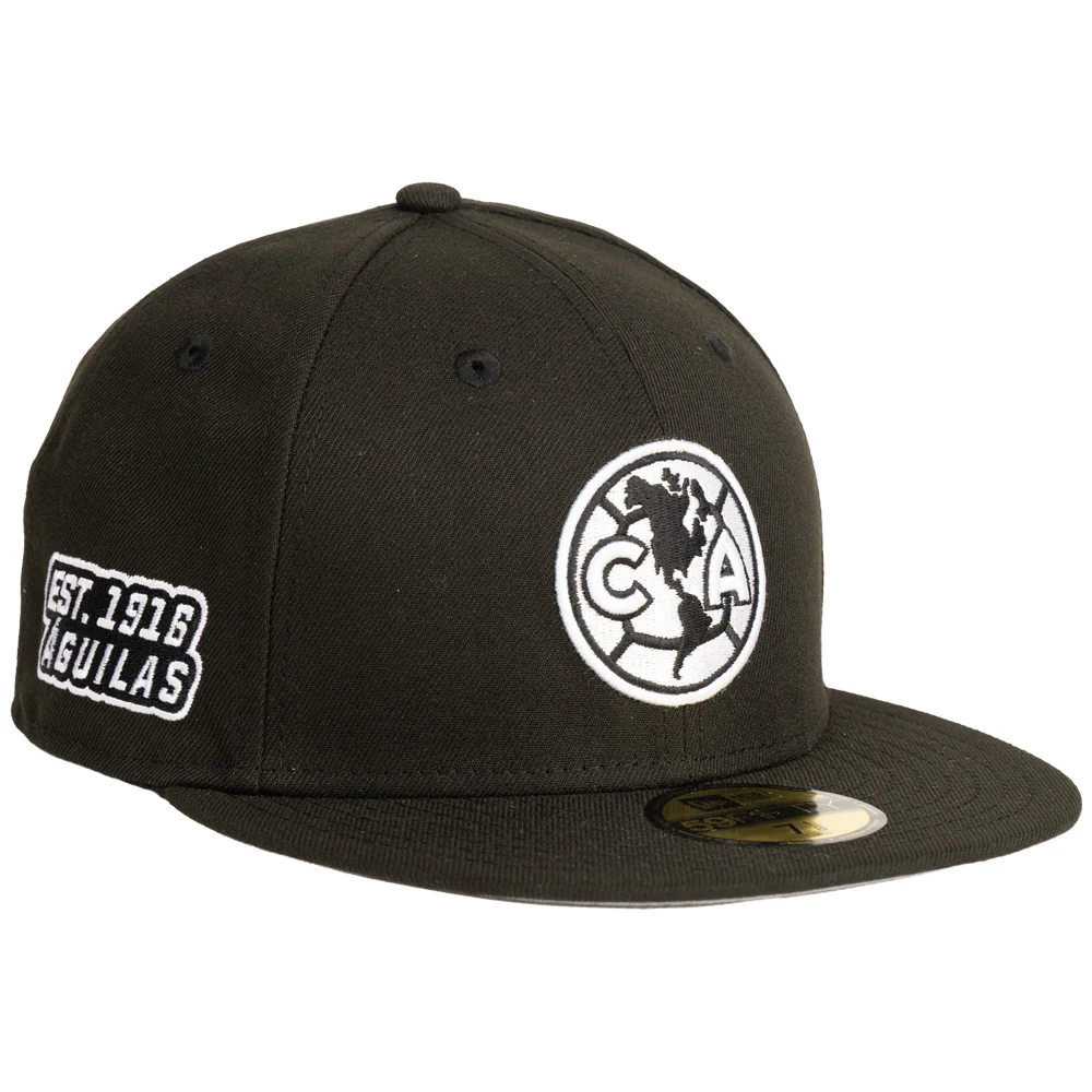 Club America New Era Black & White 59FIFTY Fitted Hat - Image 2