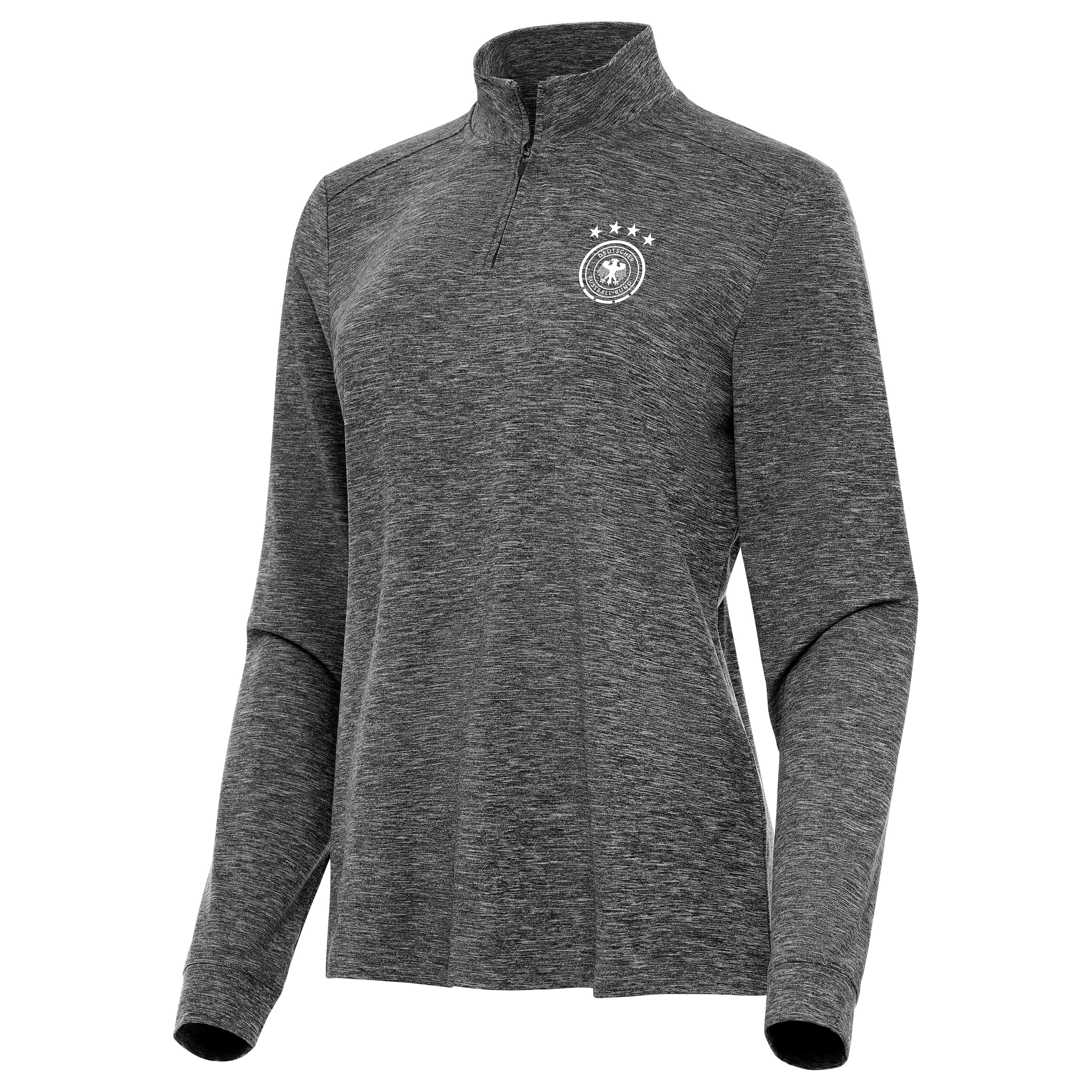 Germany National Team Antigua Women's Master 1/4 Zip Pullover - Heather Black