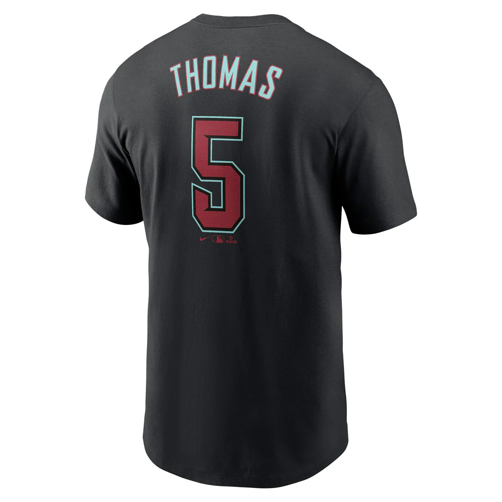 MLB Arizona Diamondbacks Alek Thomas Nike FUSE 2024 Name & Number T-Shirt - Black - Image 3