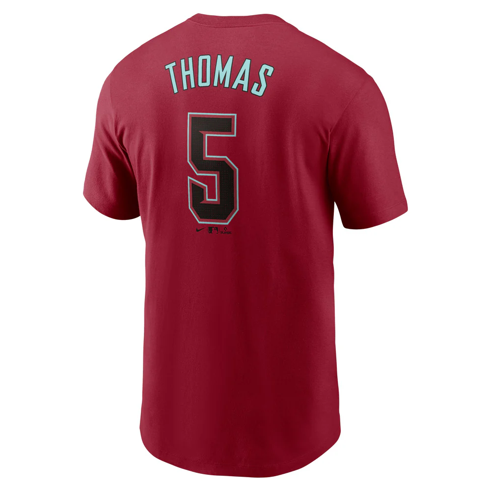 MLB Arizona Diamondbacks Alek Thomas Nike Alternate Name & Number T-Shirt - Red - Image 3