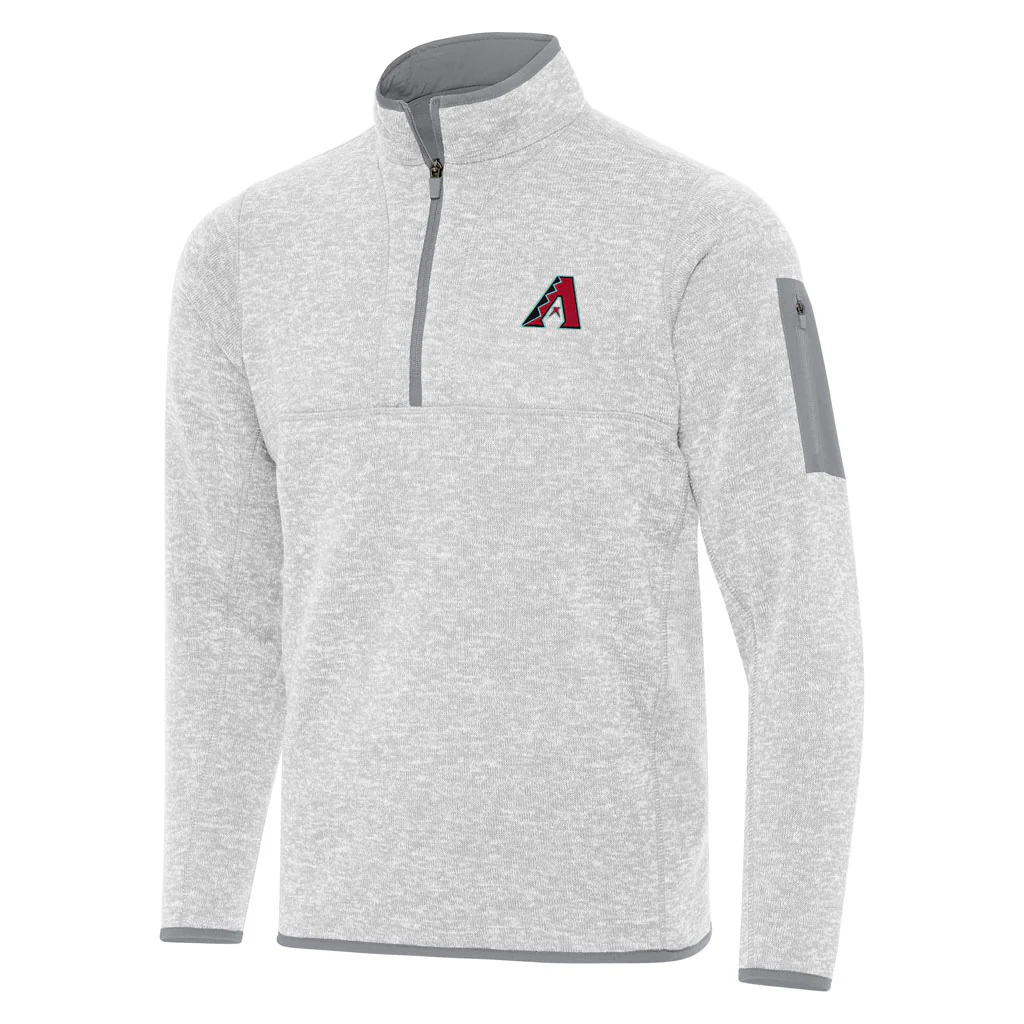 MLB Arizona Diamondbacks Antigua Fortune 1/4 Zip Pullover Jacket - Light gray