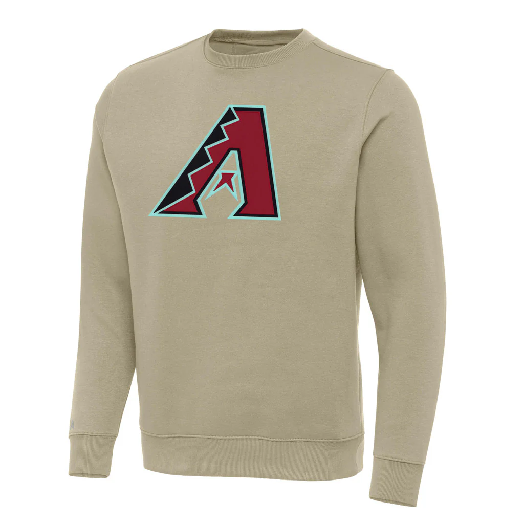 MLB Arizona Diamondbacks Antigua Full Front Victory Crewneck Sweater - Khaki