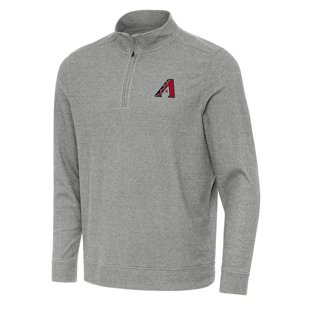 MLB Arizona Diamondbacks Antigua Subtle 1/4 Zip Pullover Jacket - Heather black