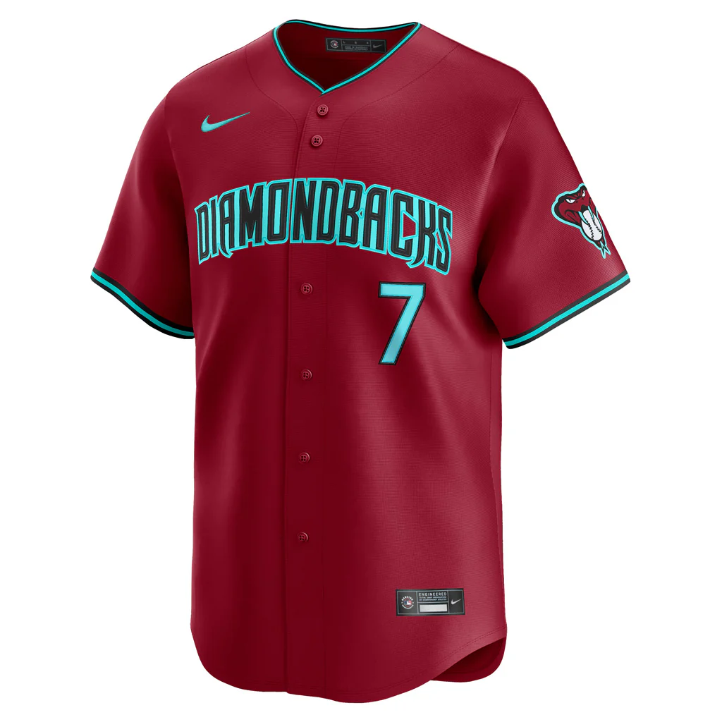 MLB Arizona Diamondbacks Corbin Carroll Nike Alternate Limited Jersey - Red - Image 2