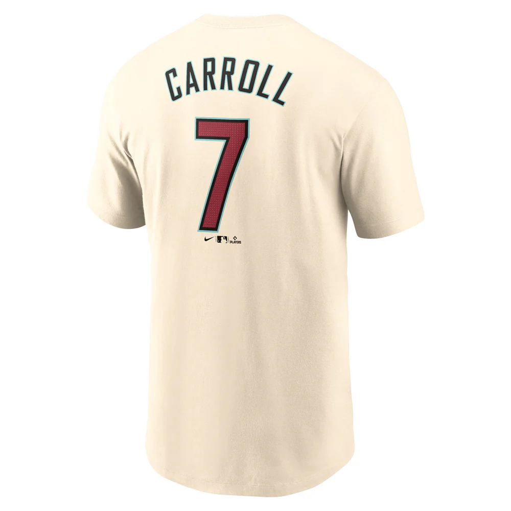 MLB Arizona Diamondbacks Corbin Carroll Nike FUSE Home Name & Number T-Shirt - Cream - Image 3