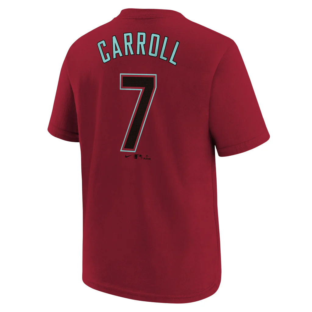 MLB Arizona Diamondbacks Corbin Carroll Youth Fuse Alternate Name & Number T-Shirt - Red - Image 3