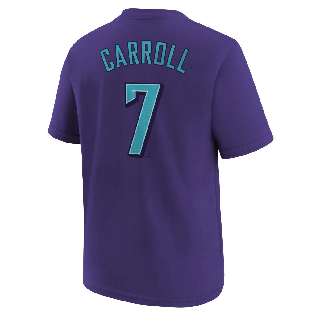 MLB Arizona Diamondbacks Corbin Carroll Youth Nike 2025 City Connect Name & Number T-shirt - Purple - Image 3