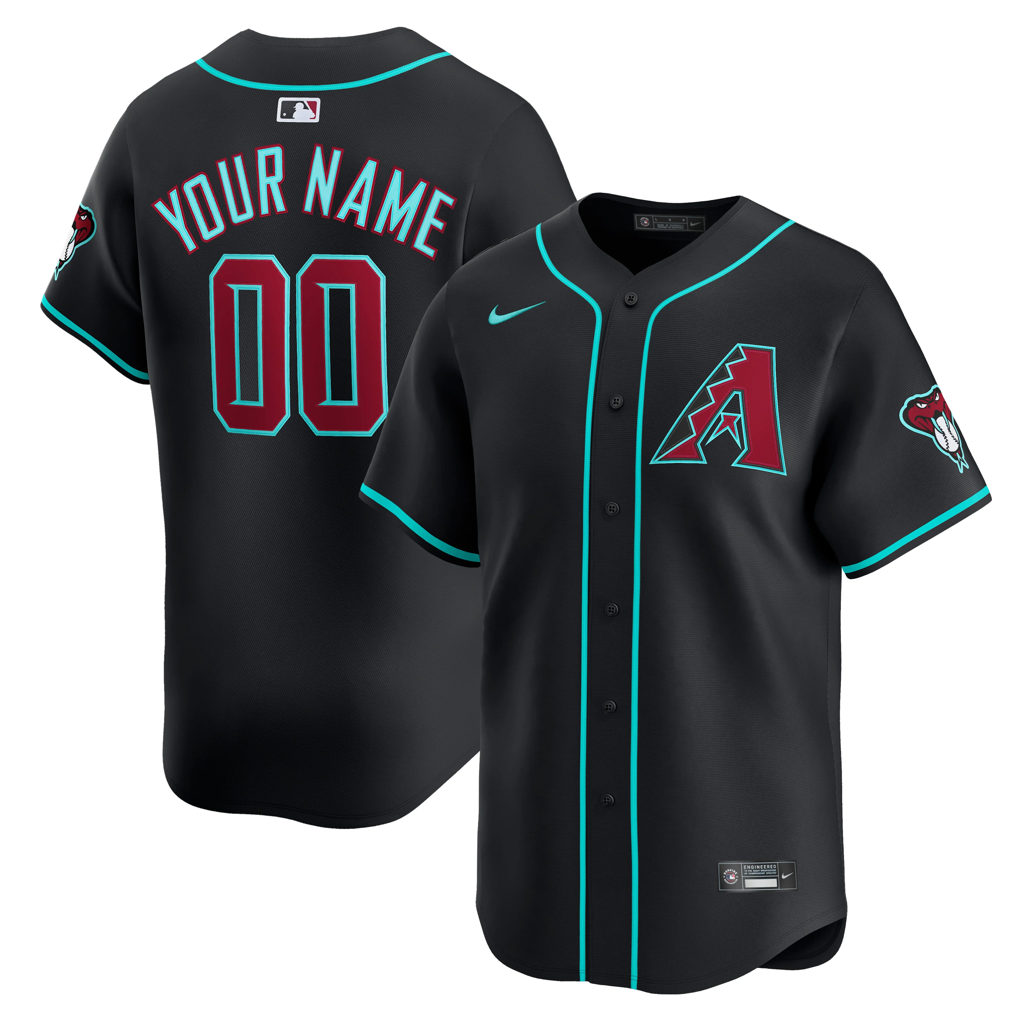 MLB Arizona Diamondbacks Custom Nike Alternate Limited Jersey - Black