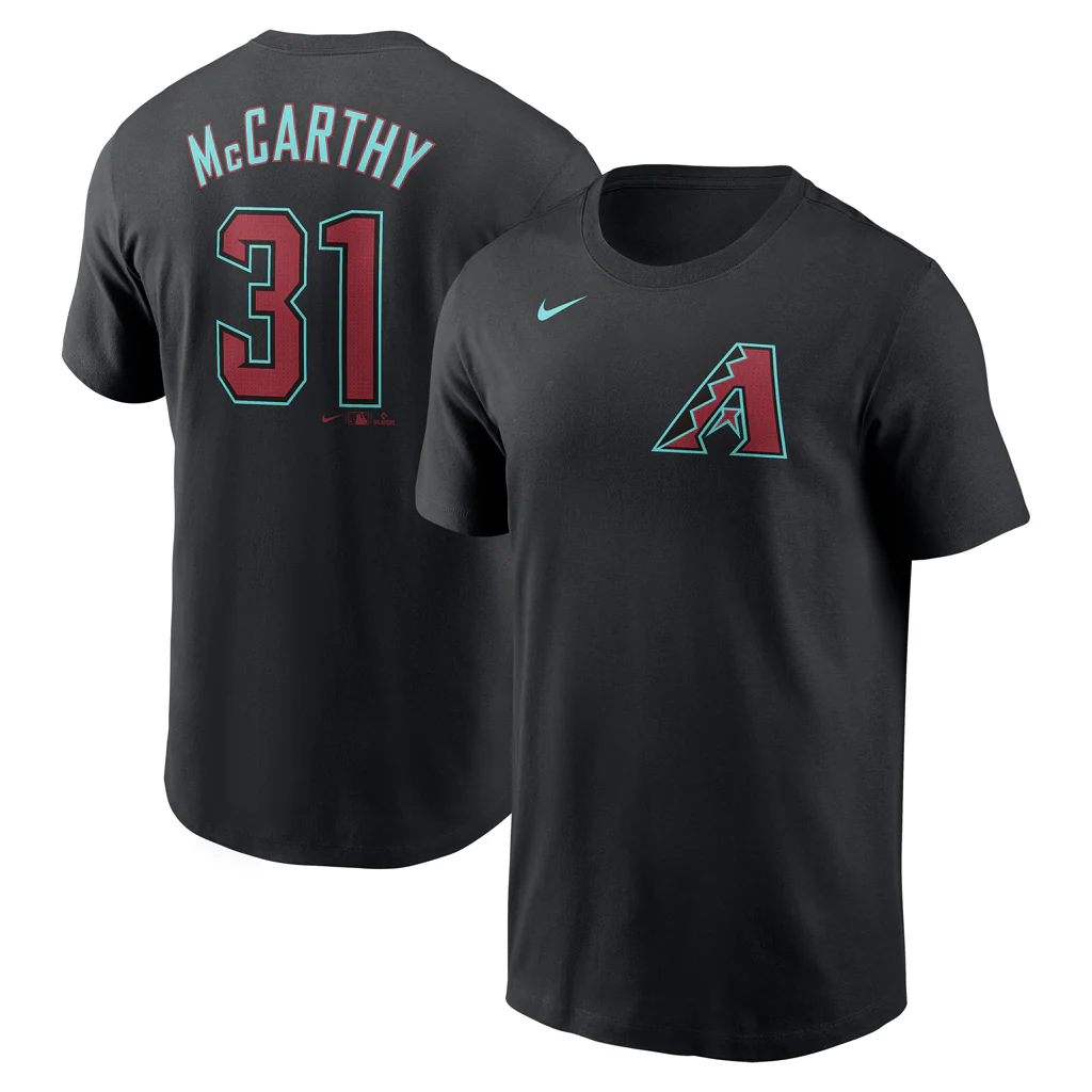 MLB Arizona Diamondbacks Jake McCarthy Nike FUSE Alternate Name & Number T-Shirt - Black