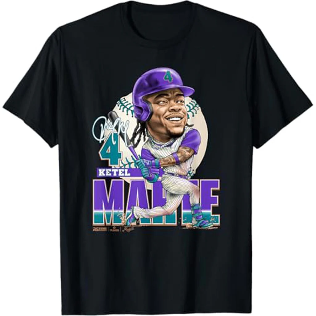 MLB Arizona Diamondbacks Ketel Marte Ryno Sports Hit Mudge T-Shirt - Black