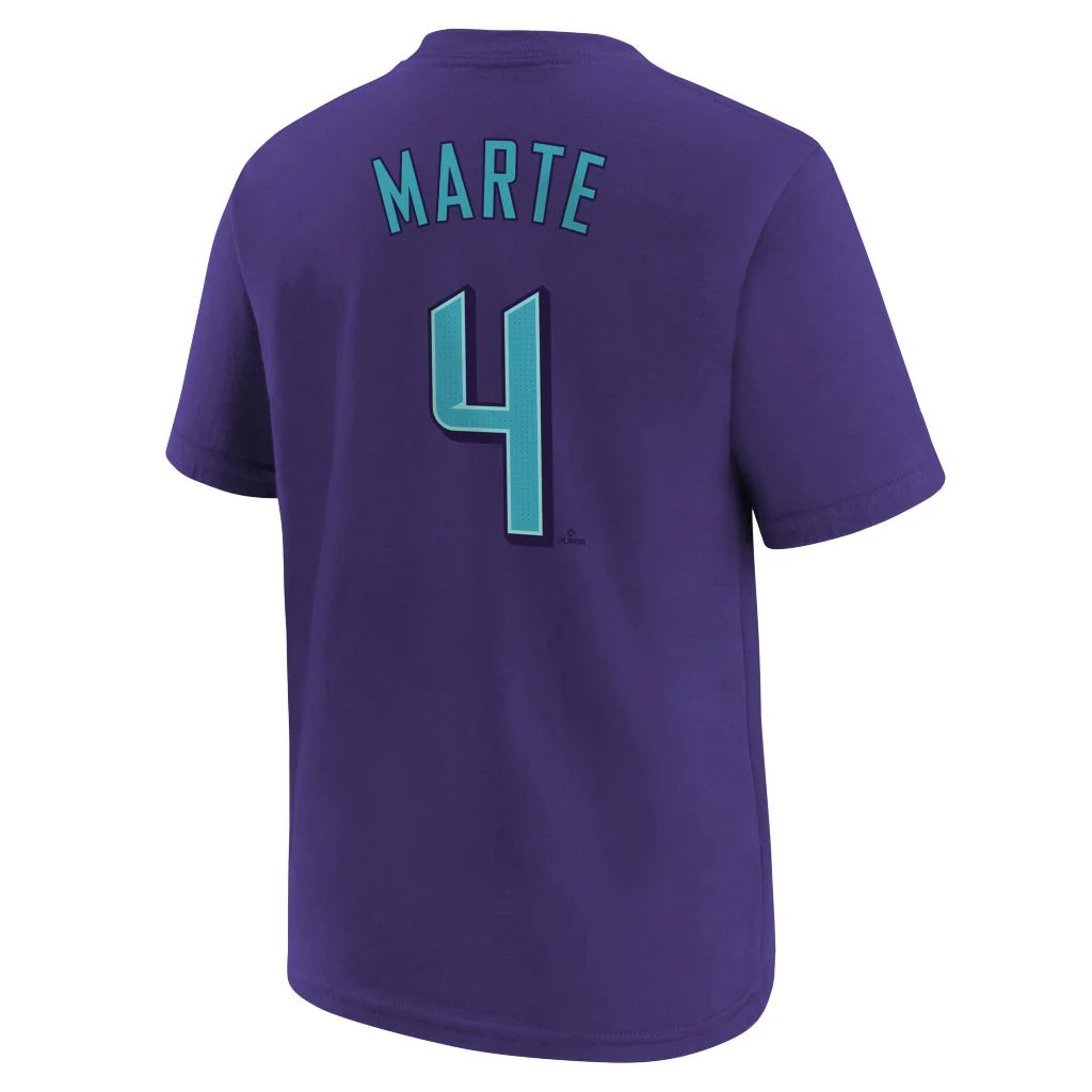 MLB Arizona Diamondbacks Ketel Marte Youth Nike 2025 City Connect Name & Number T-shirt - Purple - Image 3