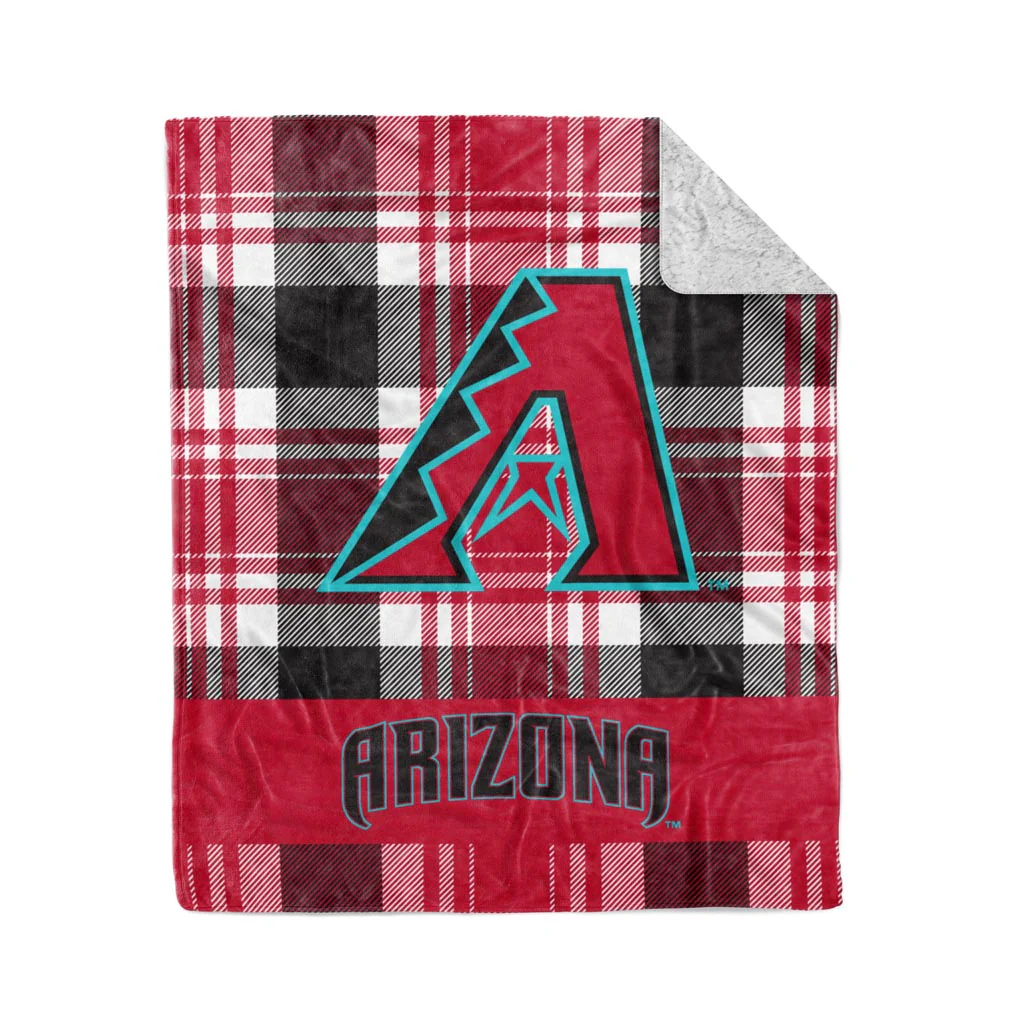 MLB Arizona Diamondbacks Logo Brands 50" x 60" Plaid Sherpa Blanket - Red/Black