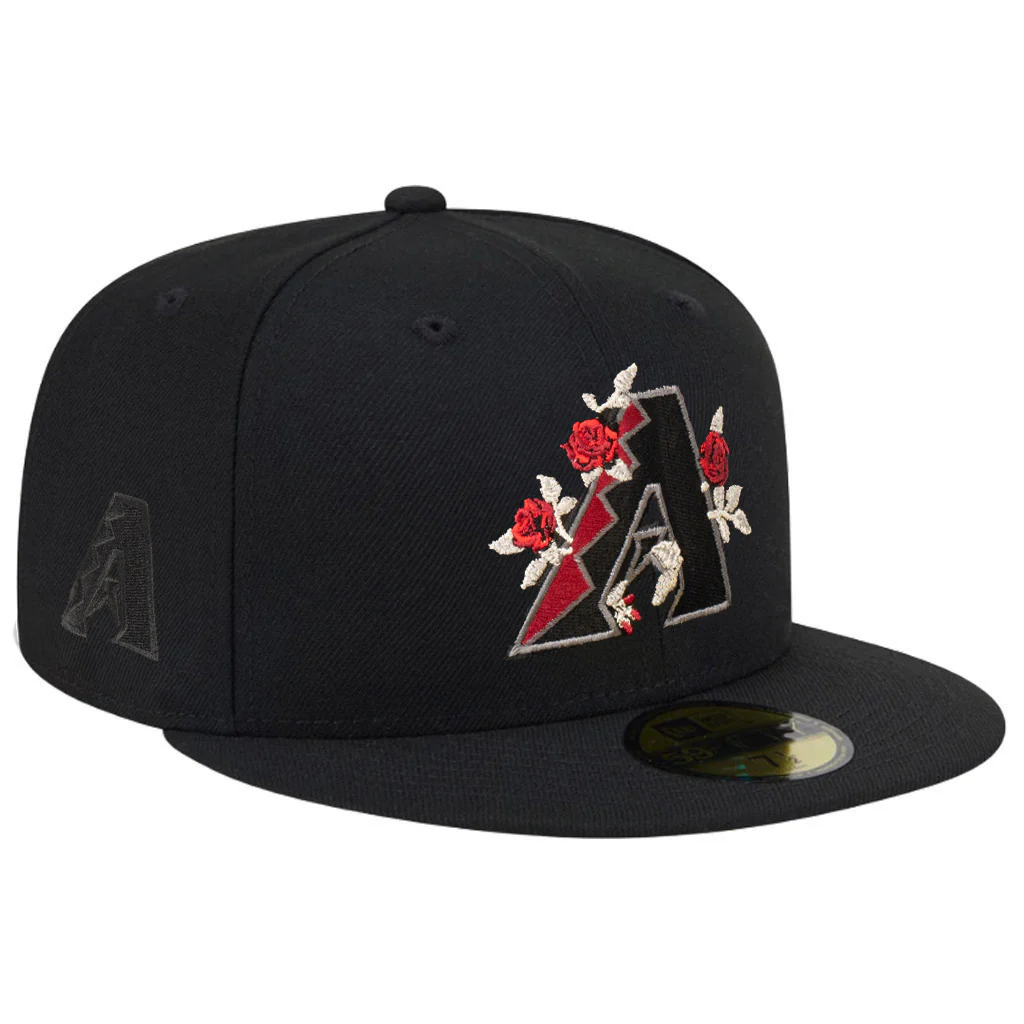 MLB Arizona Diamondbacks New Era Black Roses 59FIFTY Fitted Hat - Black - Image 2