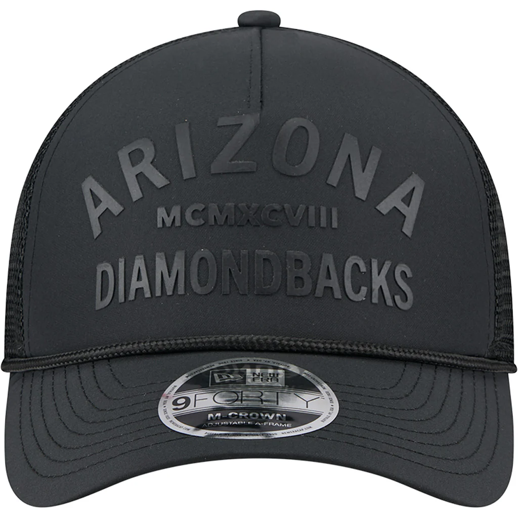 MLB Arizona Diamondbacks New Era Minimalist 9FORTY M-Crown Snapback Trucker Hat - Black - Image 3