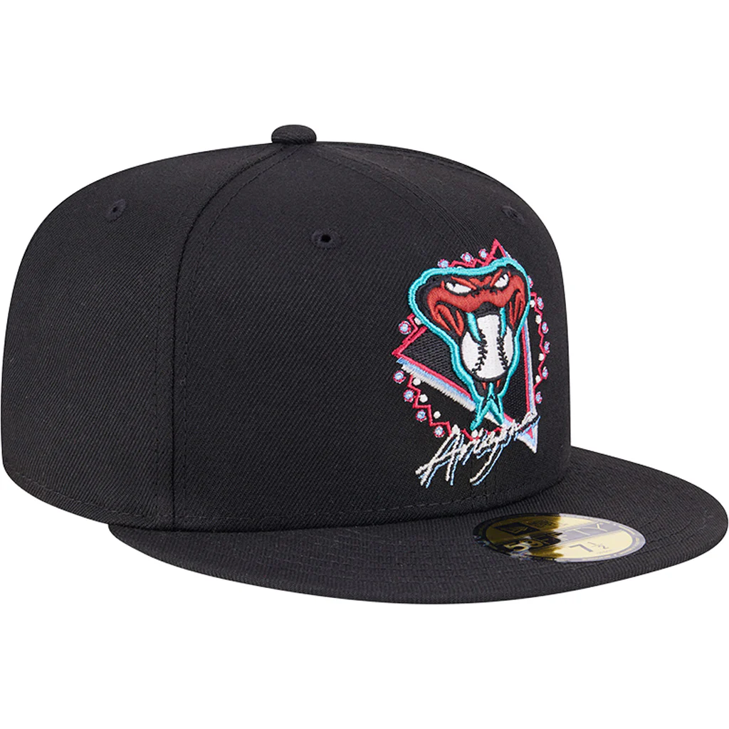 MLB Arizona Diamondbacks New Era Neon 59FIFTY Fitted Hat - Black - Image 2