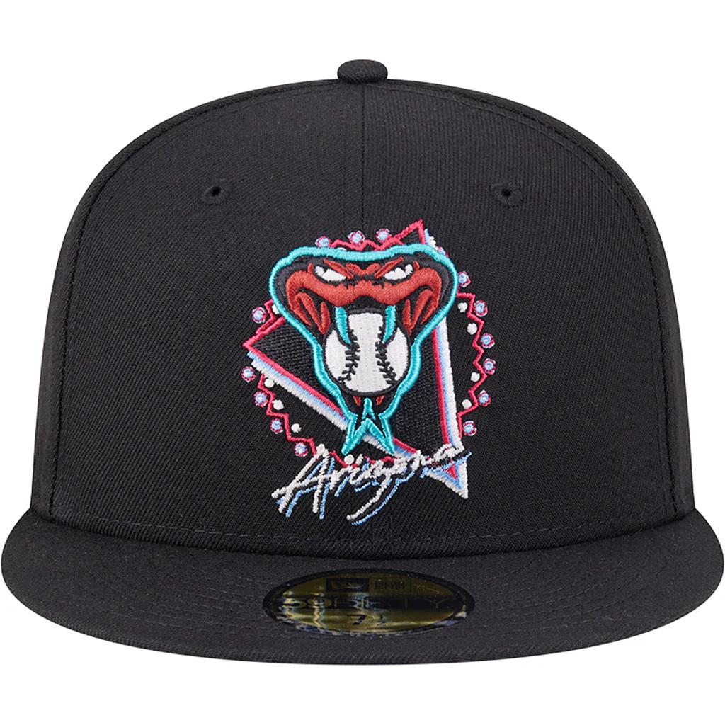 MLB Arizona Diamondbacks New Era Neon 59FIFTY Fitted Hat - Black - Image 3