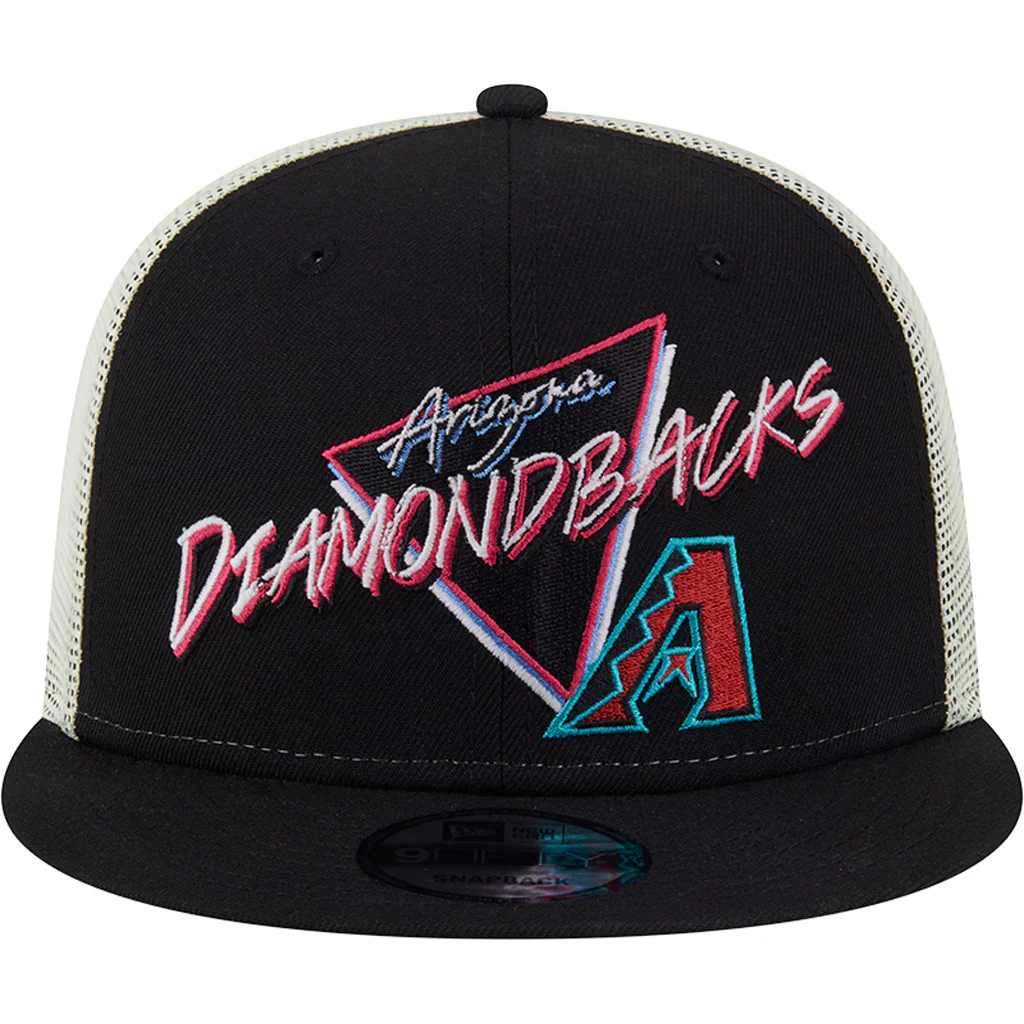 MLB Arizona Diamondbacks New Era Neon Trucker 9FIFTY Snapback Hat - Black - Image 3