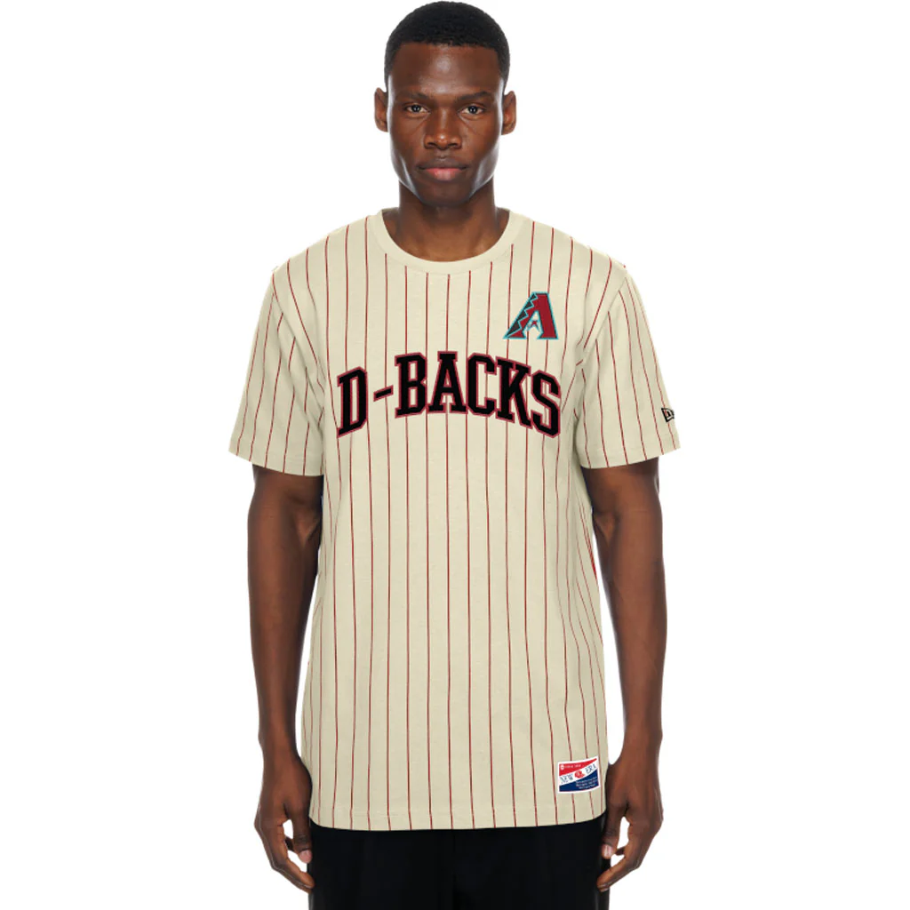 MLB Arizona Diamondbacks New Era Pinstripe Jersey T-Shirt - Cream - Image 3