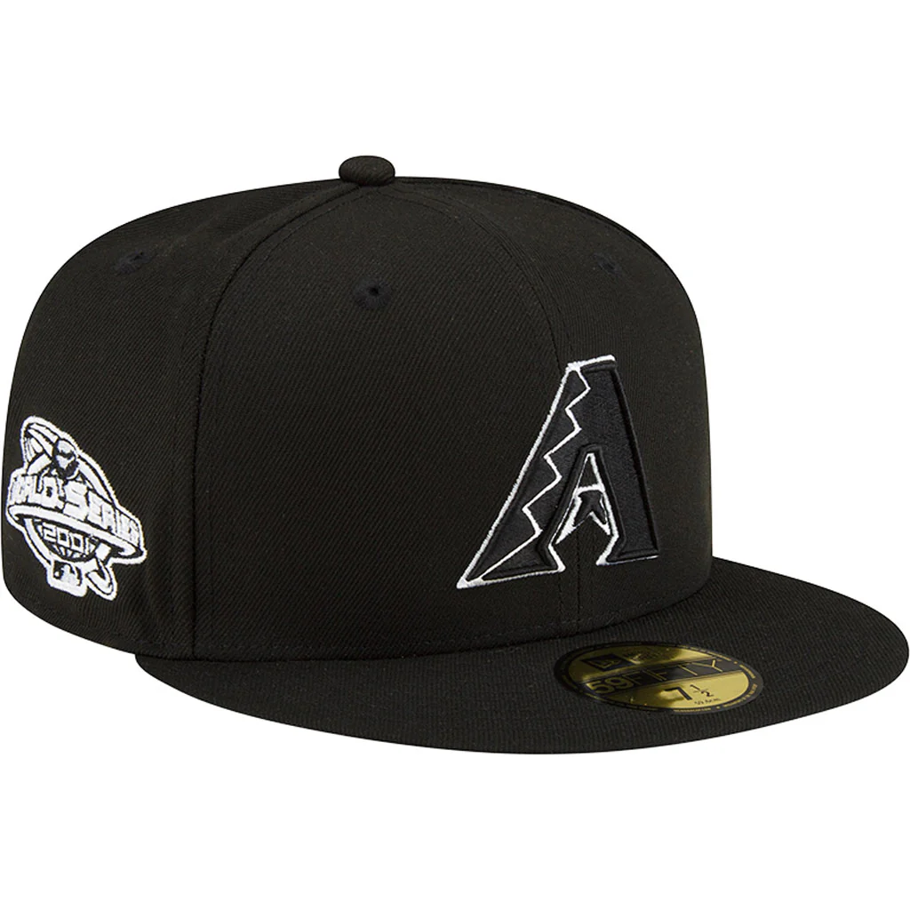 MLB Arizona Diamondbacks New Era Side Patch Black & White 59FIFTY Fitted Hat - Black - Image 3