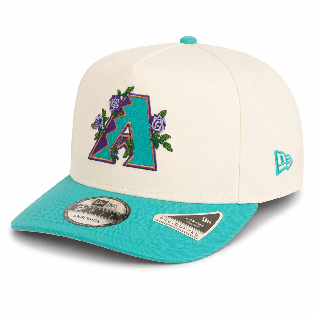 MLB Arizona Diamondbacks New Era Teal VisorTwo-Tone Summer Flower 9FIFTY A-Frame Snapback Hat - Cream - Image 2