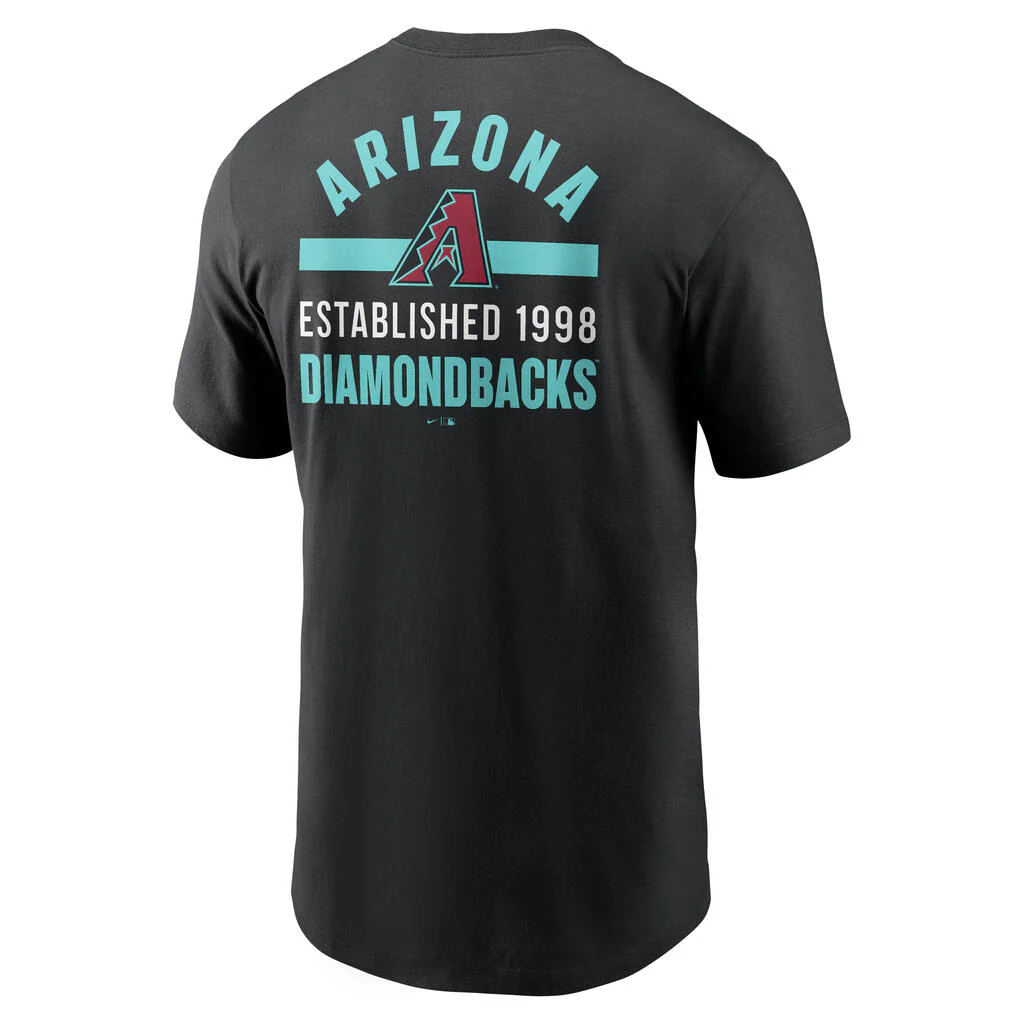 MLB Arizona Diamondbacks Nike 2-Hit Cotton T-Shirt - Black - Image 3