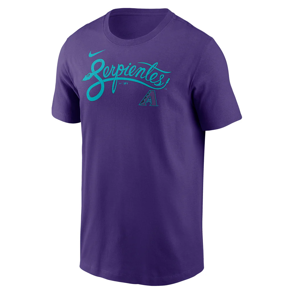 MLB Arizona Diamondbacks Nike 2025 City Connect Wordmark Cotton T-Shirt - Purple - Image 2