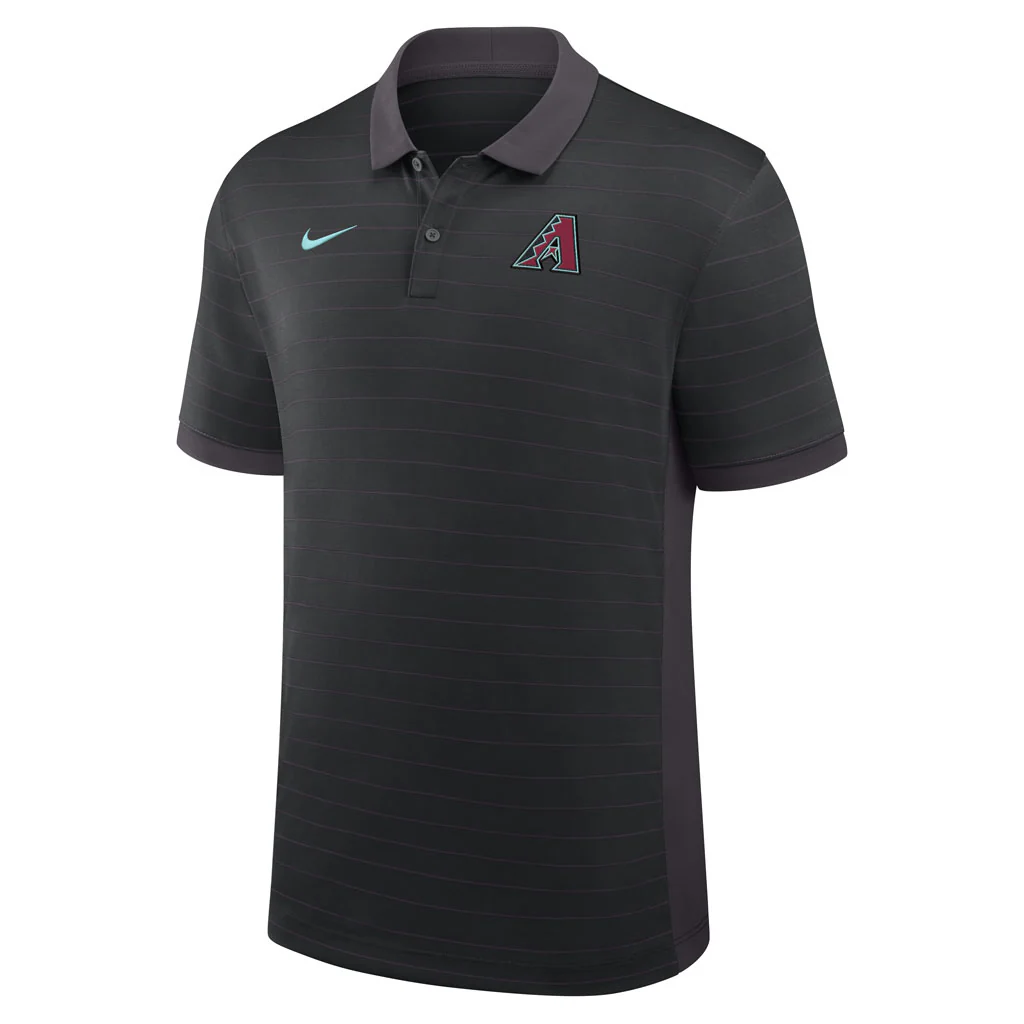 MLB Arizona Diamondbacks Nike 2026 Authentic Collection Striped Victory Polo - Black - Image 2