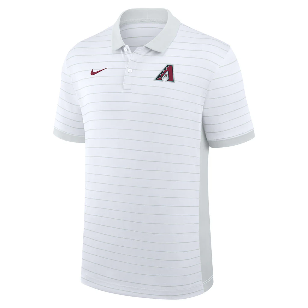 MLB Arizona Diamondbacks Nike 2026 Authentic Collection Striped Victory Polo - White - Image 2
