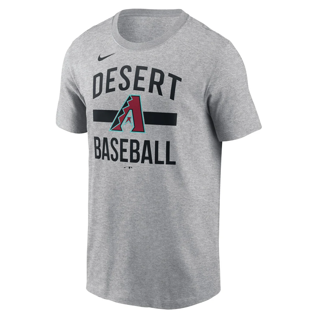 MLB Arizona Diamondbacks Nike Arched Cotton T-Shirt - Heather Gray - Image 2