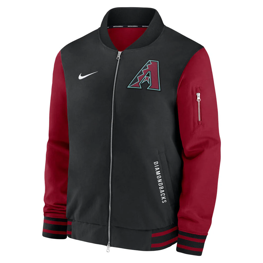 MLB Arizona Diamondbacks Nike Authentic Collection Bomber Jacket - Black - Image 2