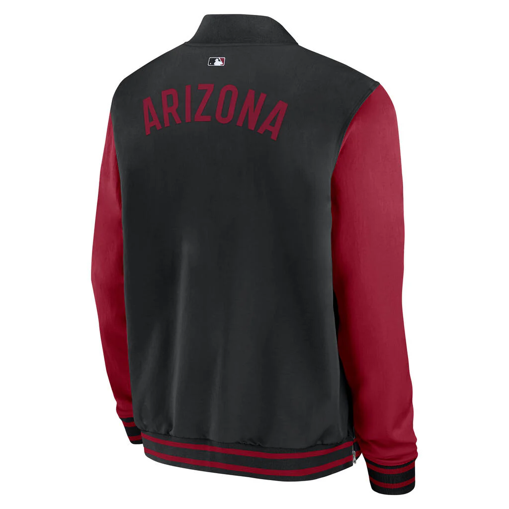 MLB Arizona Diamondbacks Nike Authentic Collection Bomber Jacket - Black - Image 3