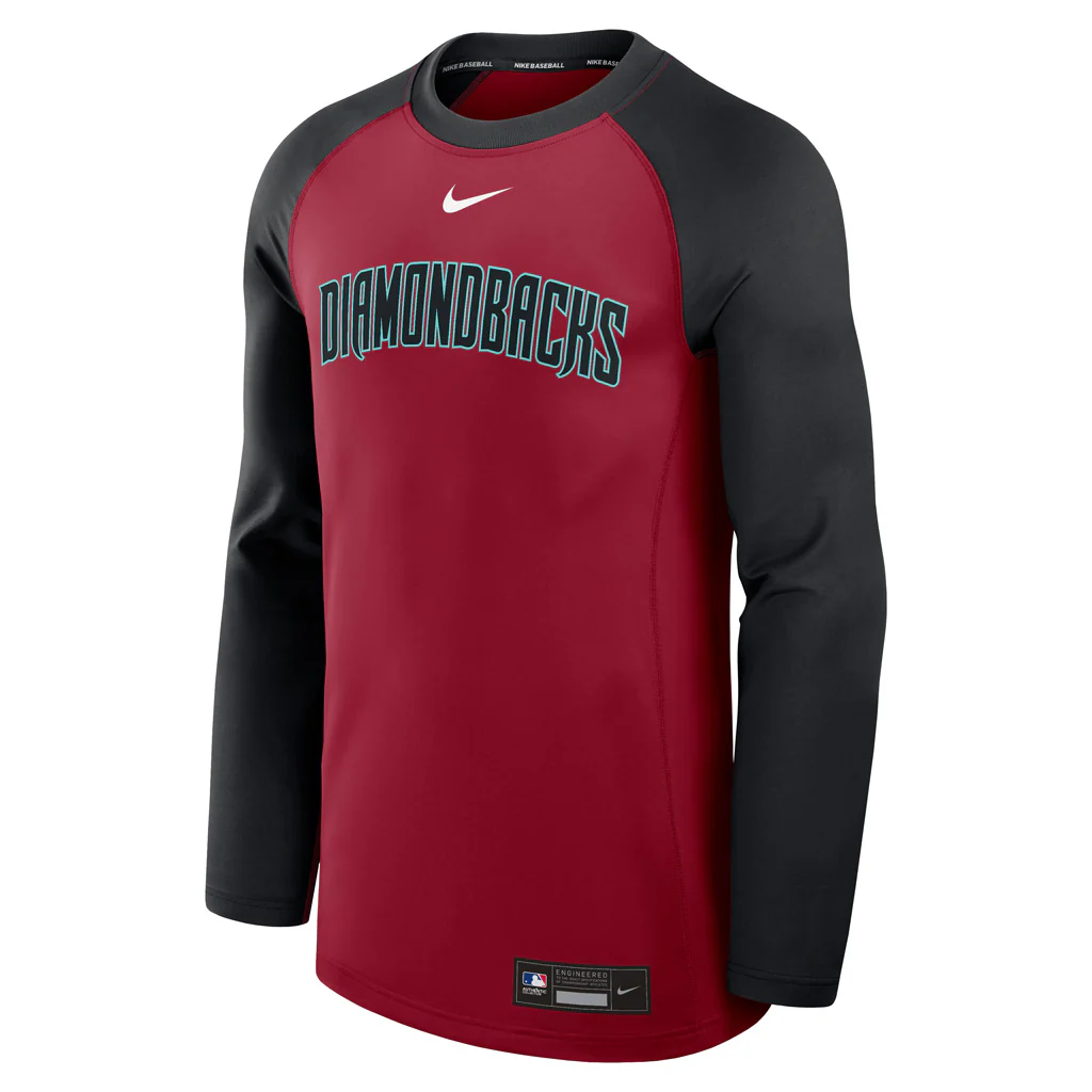 MLB Arizona Diamondbacks Nike Authentic Collection Gametime Long Sleeve Crew - Red - Image 2