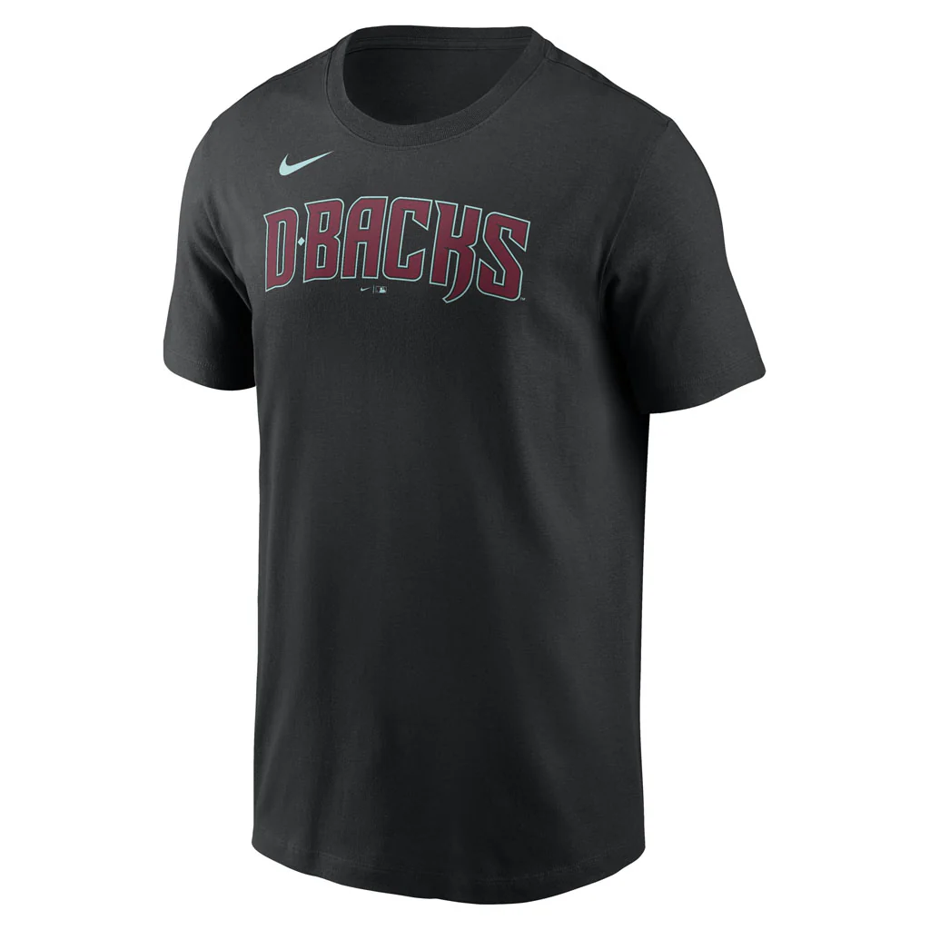 MLB Arizona Diamondbacks Nike Teal Outline Wordmark T-Shirt - Black - Image 2