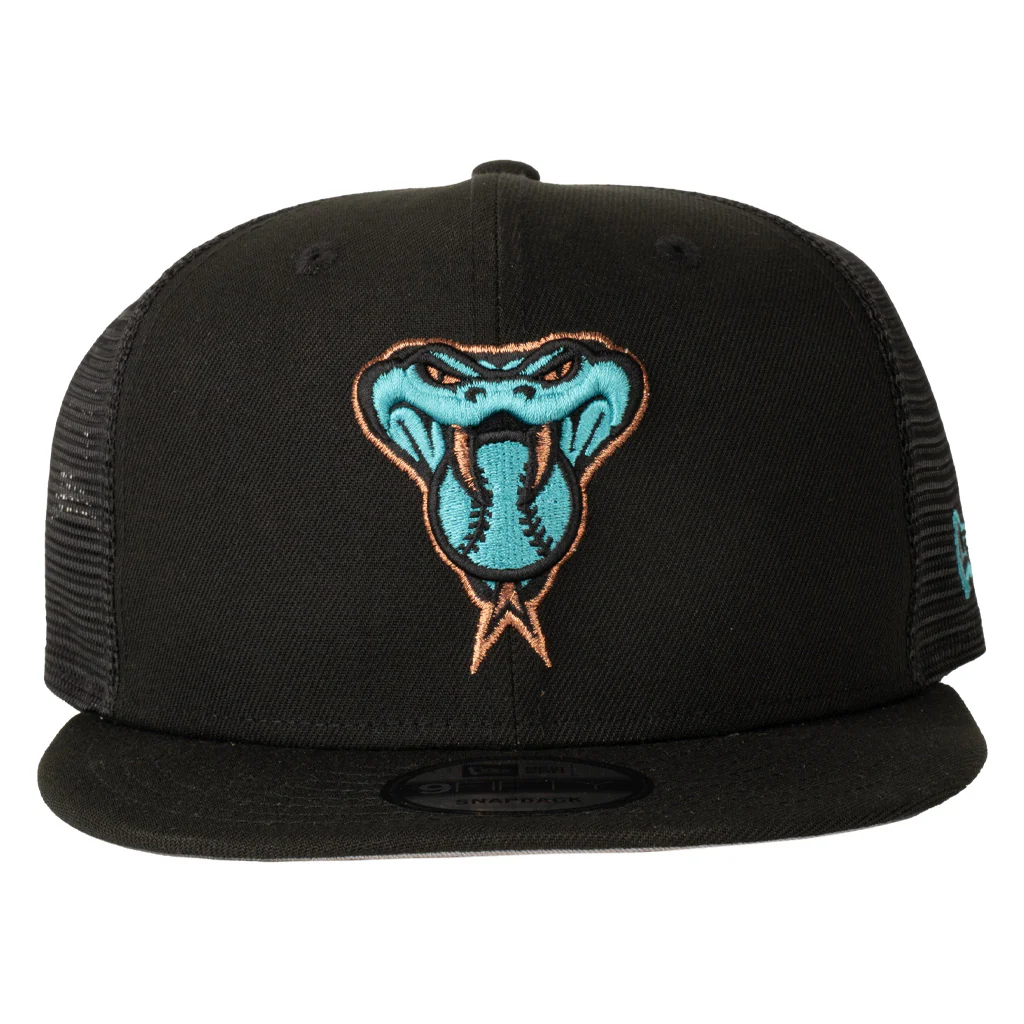 MLB Arizona Diamondbacks Snakehead New Era Shadowline 9FIFTY Snapback Trucker Hat - Black - Image 2