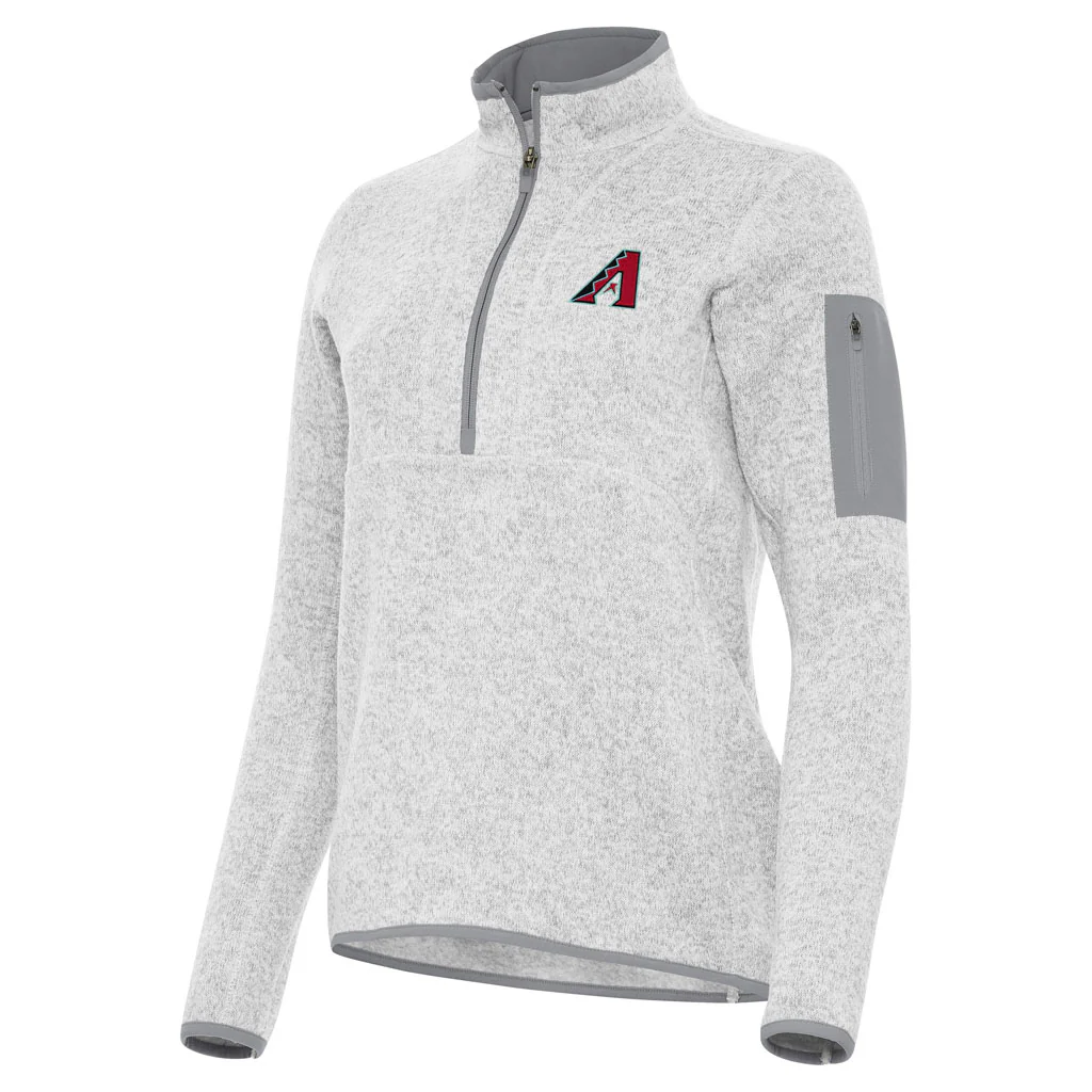 MLB Arizona Diamondbacks Women's Antigua Fortune 1/2 Zip Pullover Jacket - Light gray
