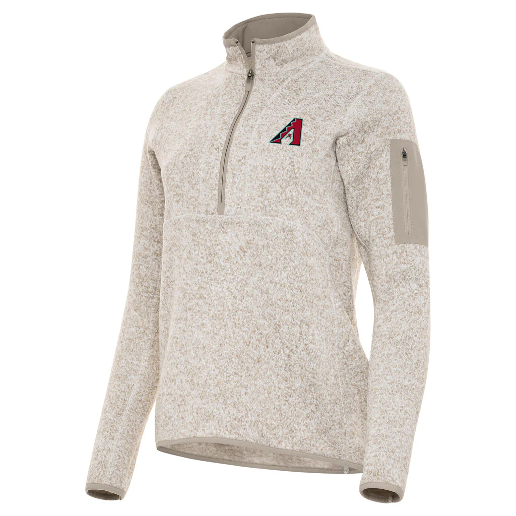 MLB Arizona Diamondbacks Women's Antigua Fortune 1/2 Zip Pullover Jacket - Stone