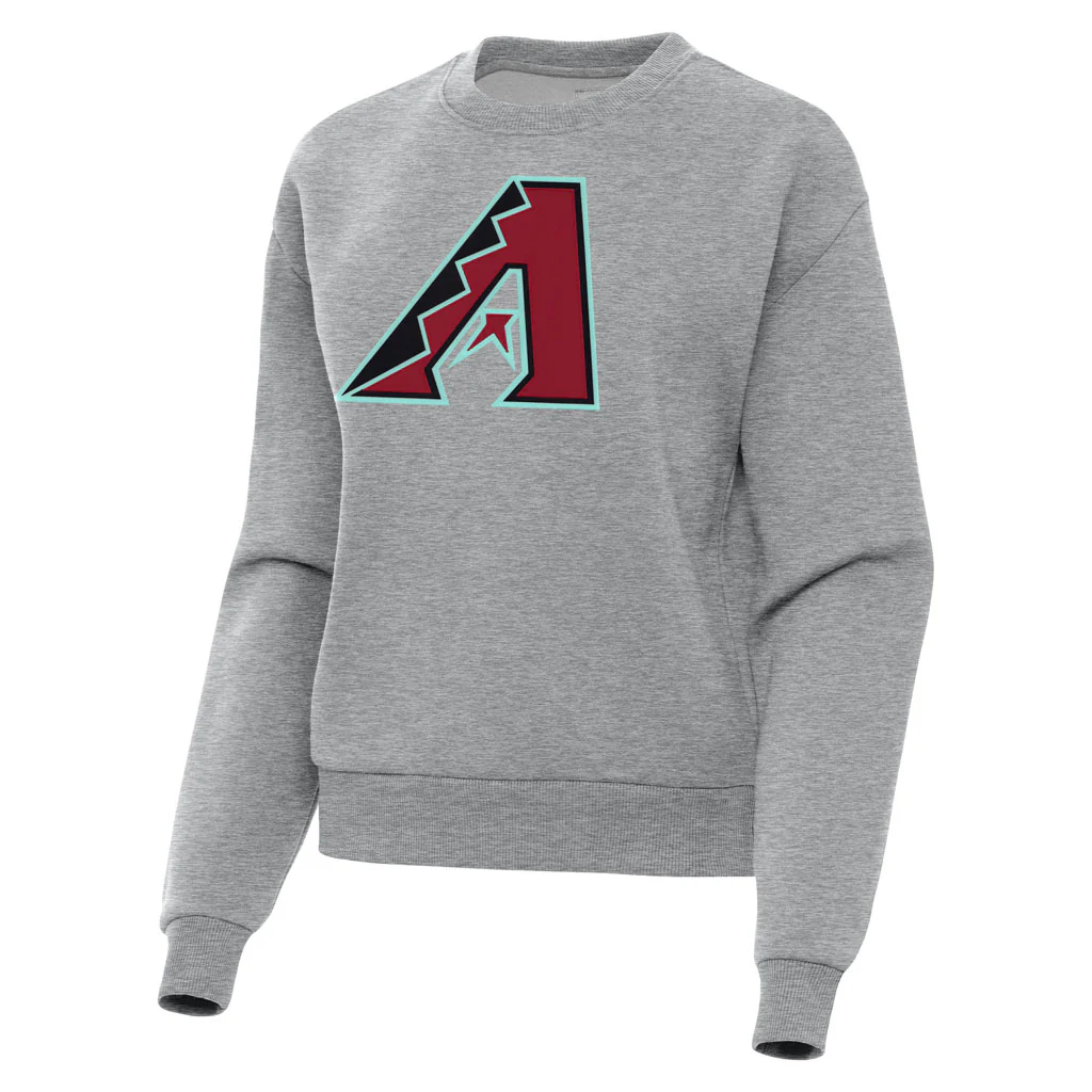 MLB Arizona Diamondbacks Women's Antigua Full Front Victory Crewneck Sweater - Heather gray