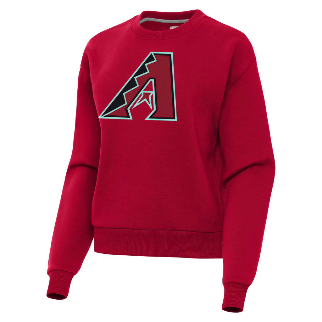 MLB Arizona Diamondbacks Women's Antigua Full Front Victory Crewneck Sweater - Red