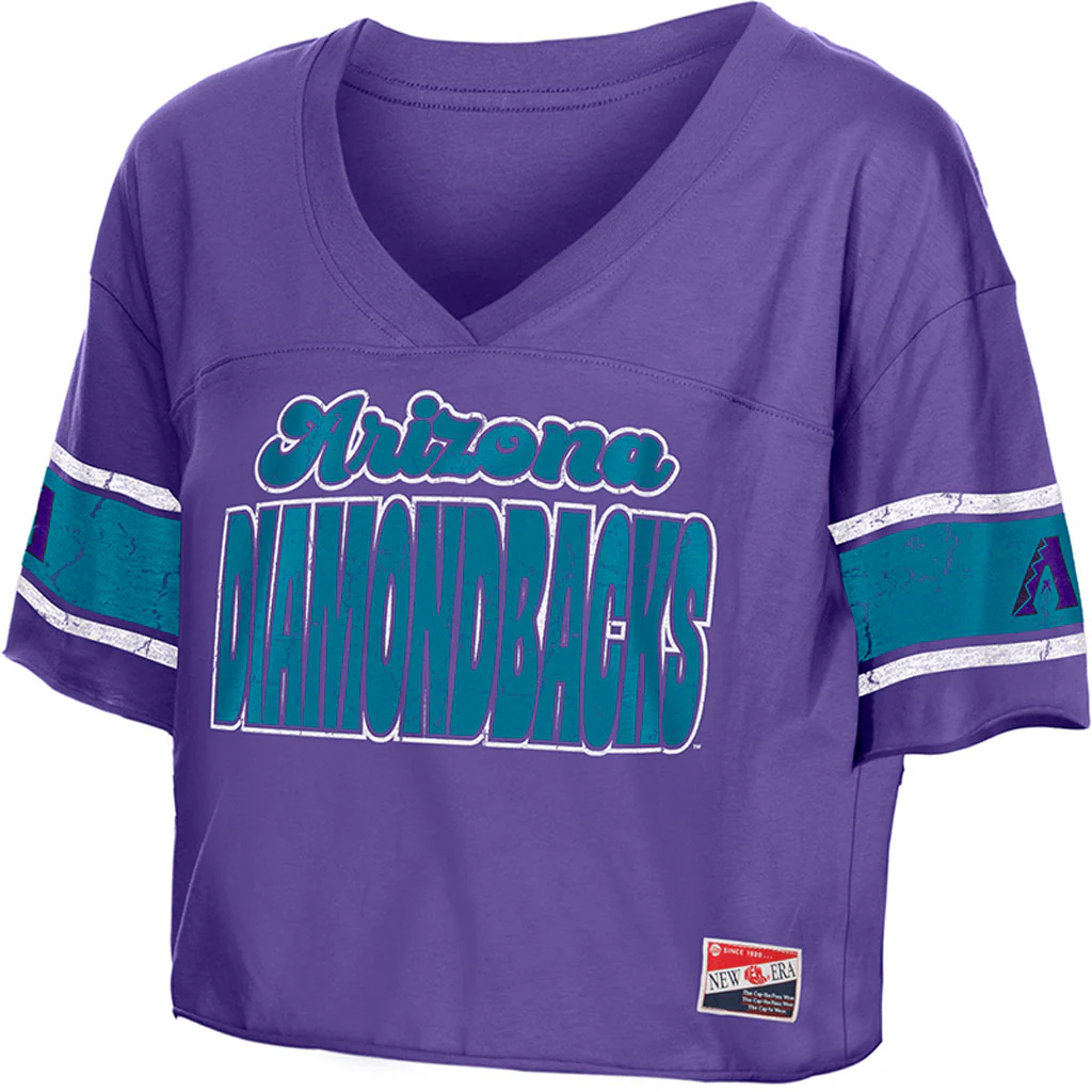 MLB Arizona Diamondbacks Women's New Era City Connect Throwback Crop Top T-Shirt - Purple