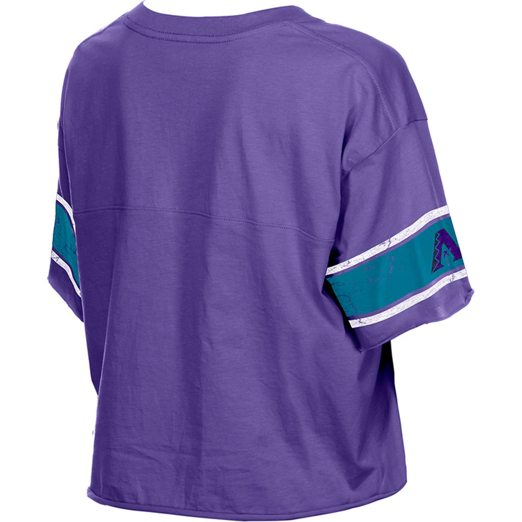 MLB Arizona Diamondbacks Women's New Era City Connect Throwback Crop Top T-Shirt - Purple - Image 4