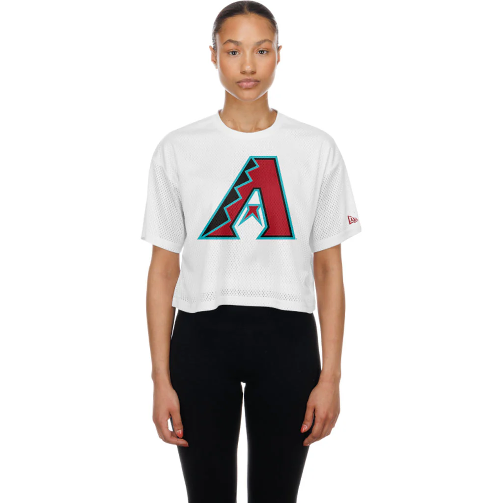 MLB Arizona Diamondbacks Women's New Era Shimmel Crop Top T-Shirt - White - Image 3