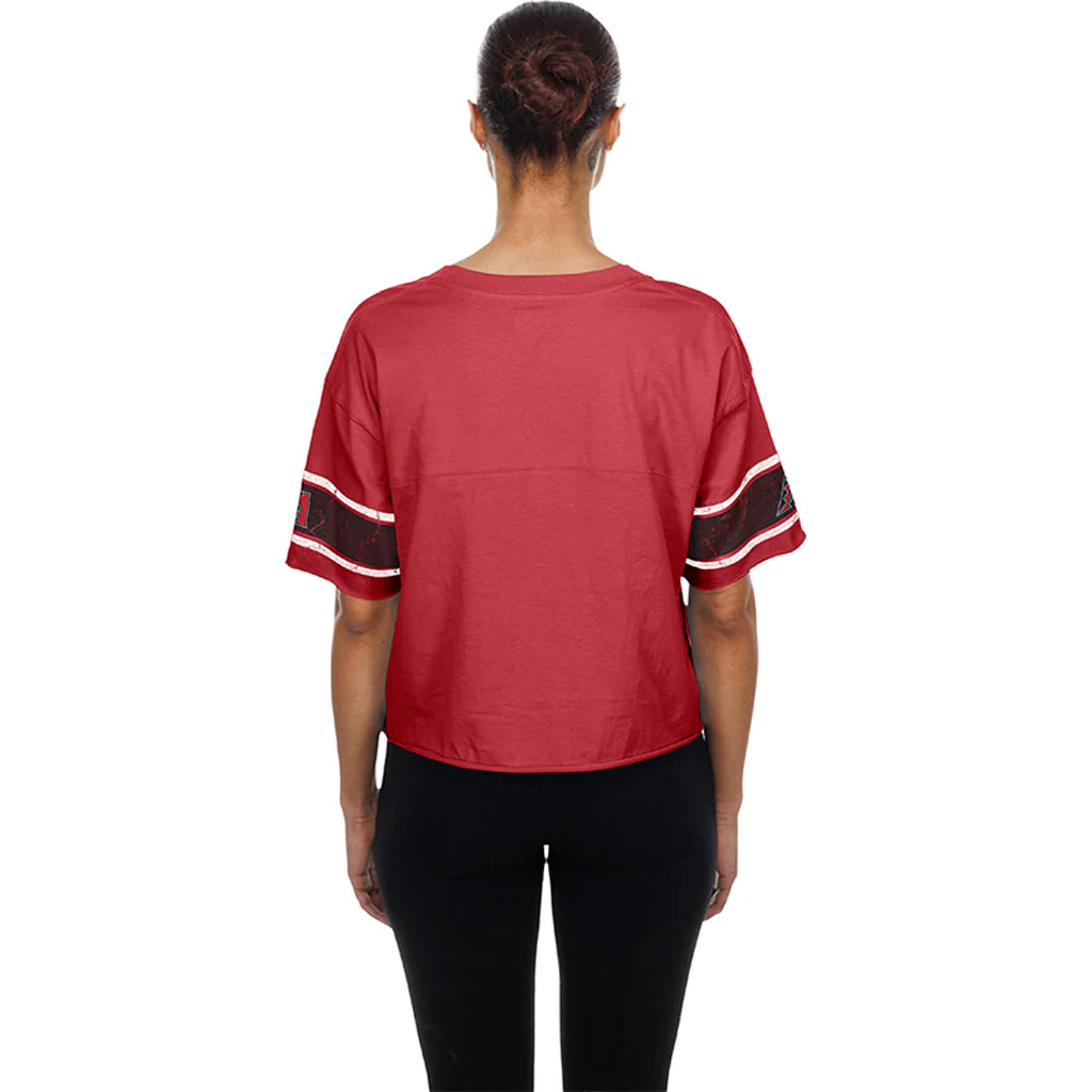 MLB Arizona Diamondbacks Women's New Era Throwback Crop Top T-Shirt - Red - Image 2