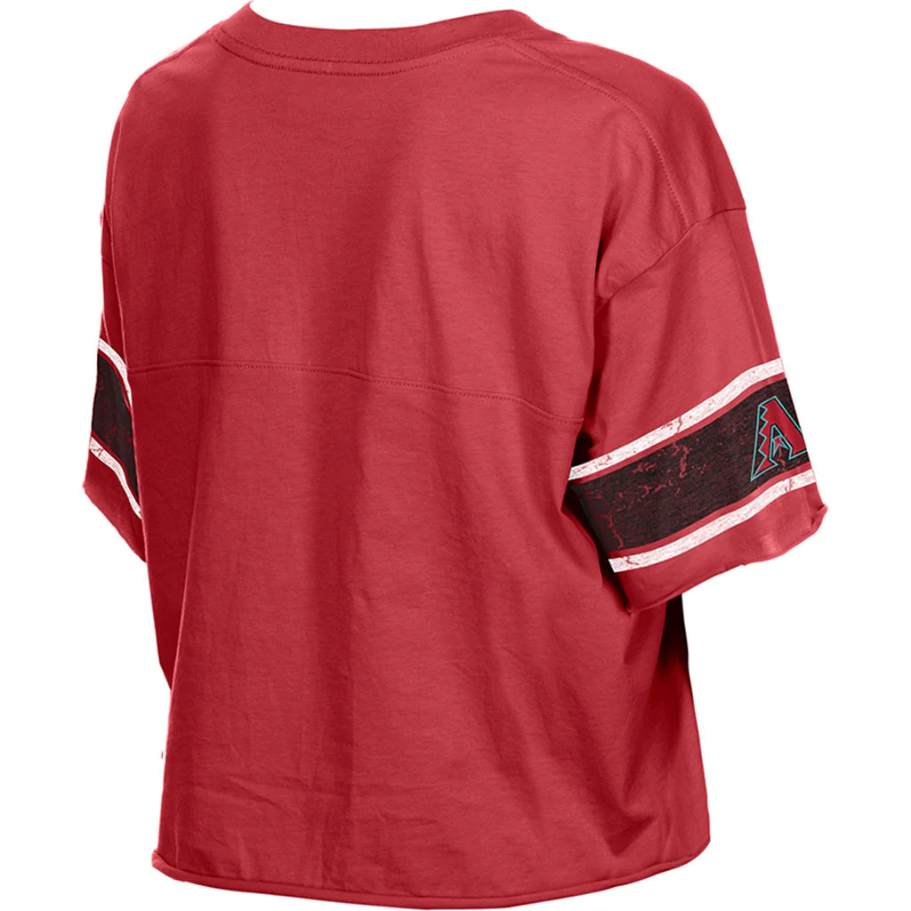 MLB Arizona Diamondbacks Women's New Era Throwback Crop Top T-Shirt - Red - Image 4
