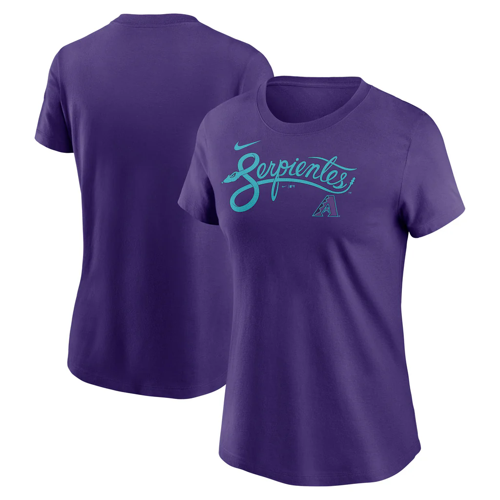 MLB Arizona Diamondbacks Women's Nike 2025 City Connect Wordmark Cotton T-Shirt - Purple