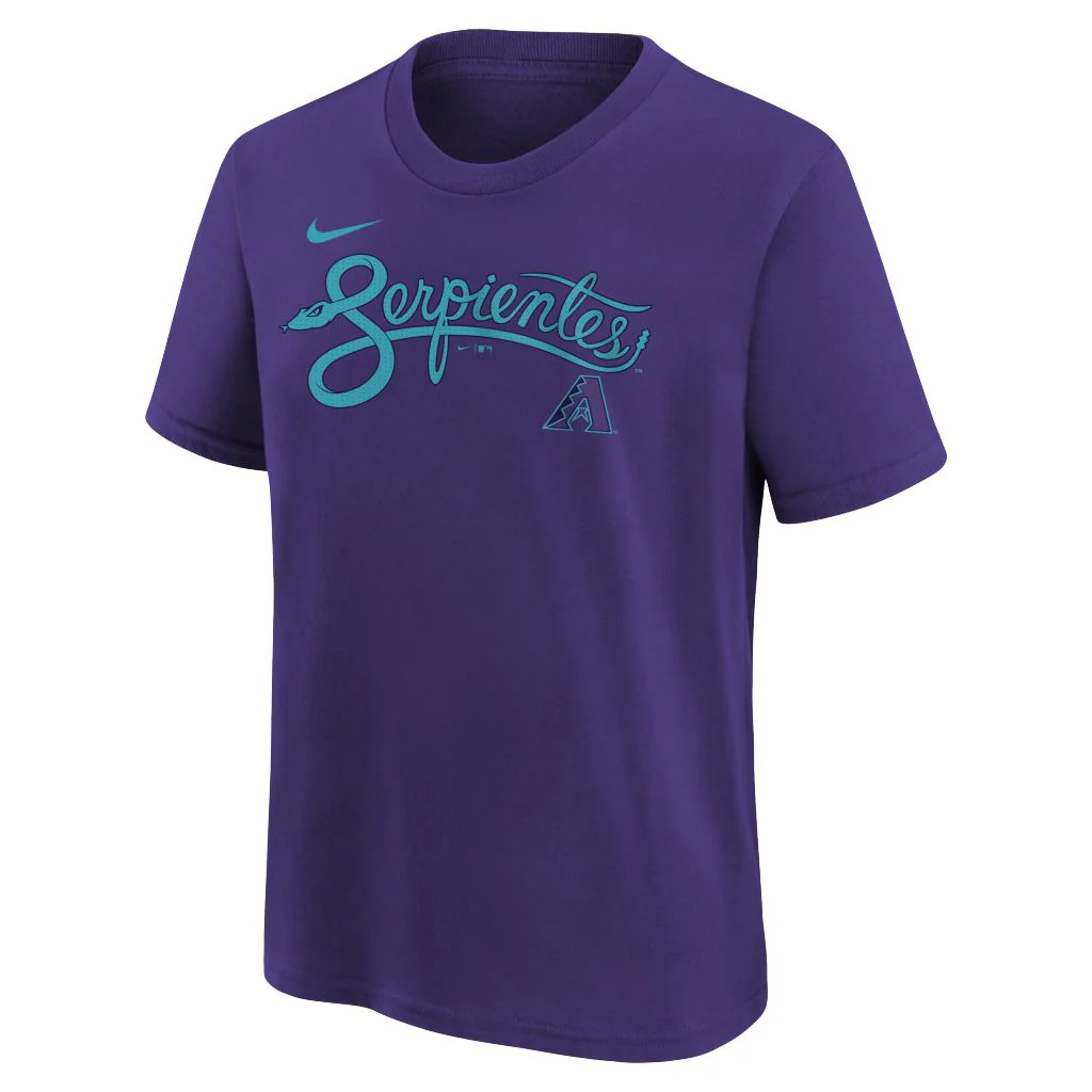 MLB Arizona Diamondbacks Youth Nike 2025 City Connect Wordmark T-shirt - Purple - Image 2