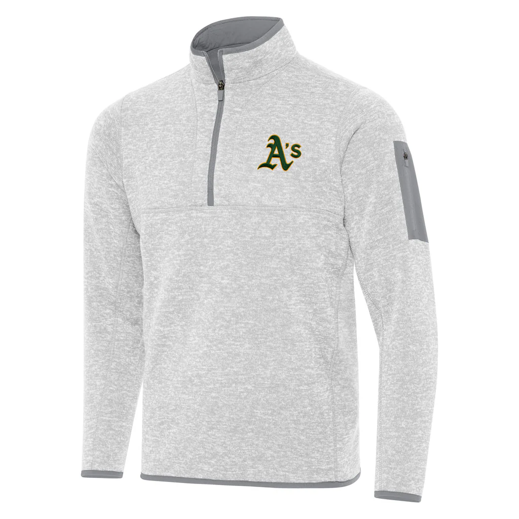 MLB Athletics Antigua Fortune 1/4 Zip Pullover Jacket - Light gray