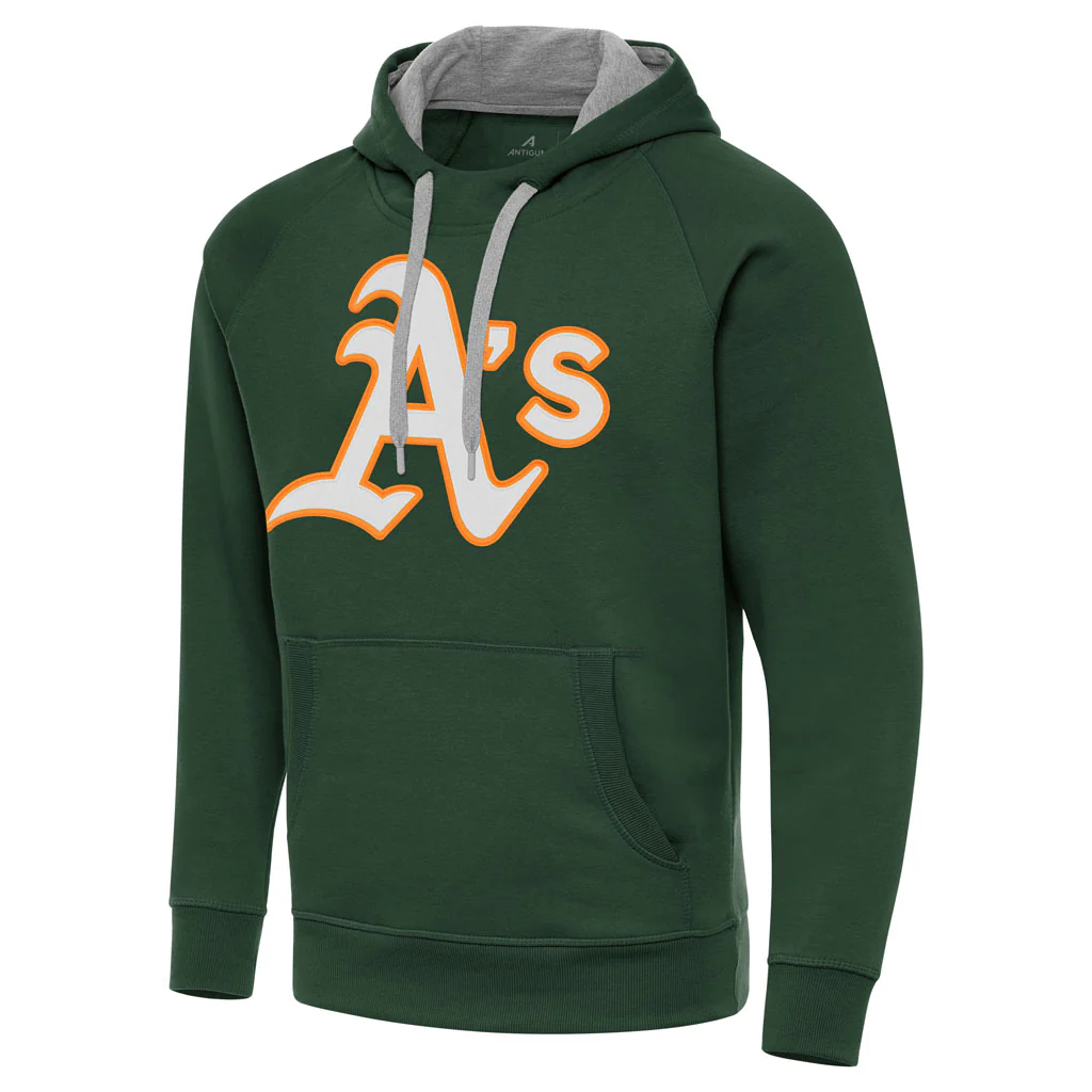MLB Athletics Antigua Full Front Victory Pullover Hoodie - Green