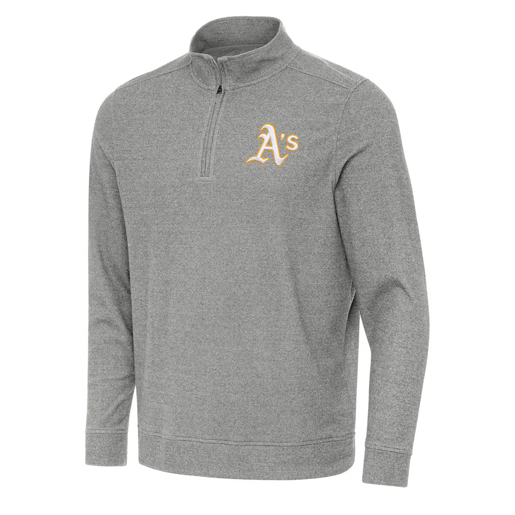 MLB Athletics Antigua Subtle 1/4 Zip Pullover Jacket - Heather black