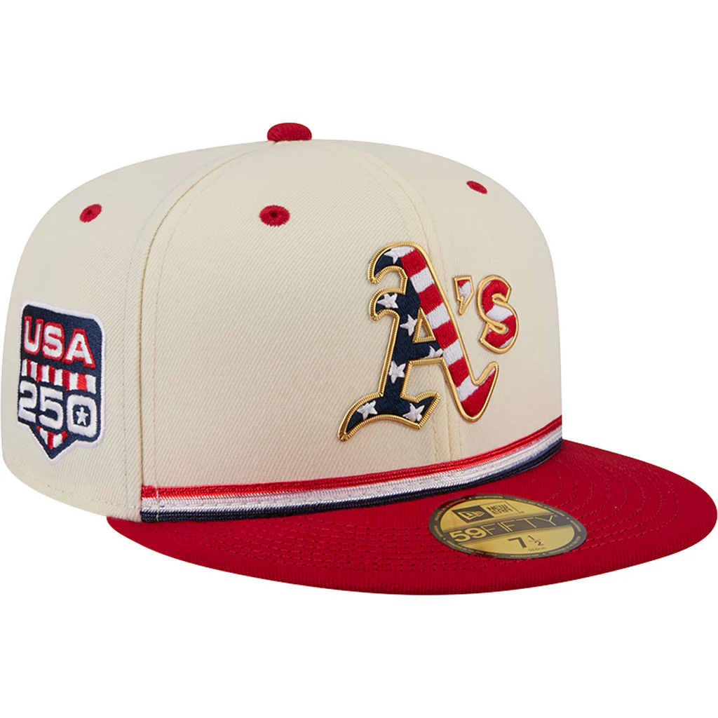 MLB Athletics New Era 2026 4th of July 59FIFTY Fitted Hat - Cream - Image 2